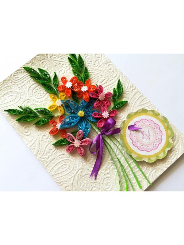 Buy Quilled Flowers in Bouquet Greeting Card